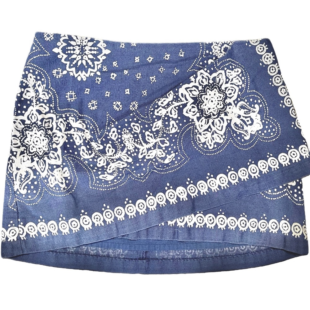 Light Blue Paisley Free People Mini Skirt